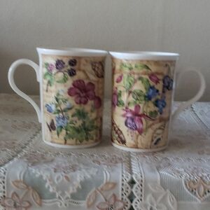 Floral Elegance Mug Set - Cream and Multicolor